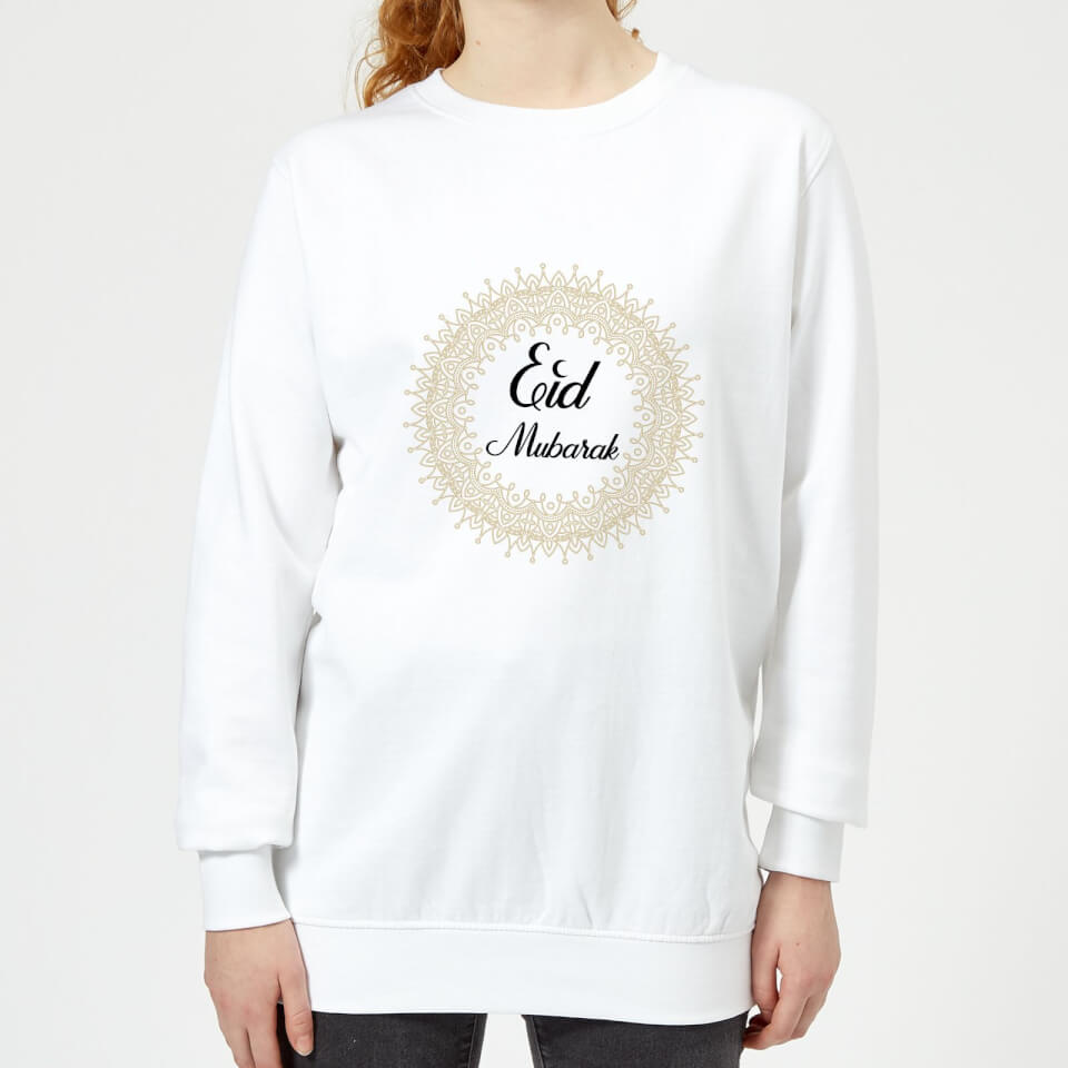Eid Mubarak Golden Mandala Women's Sweatshirt - White