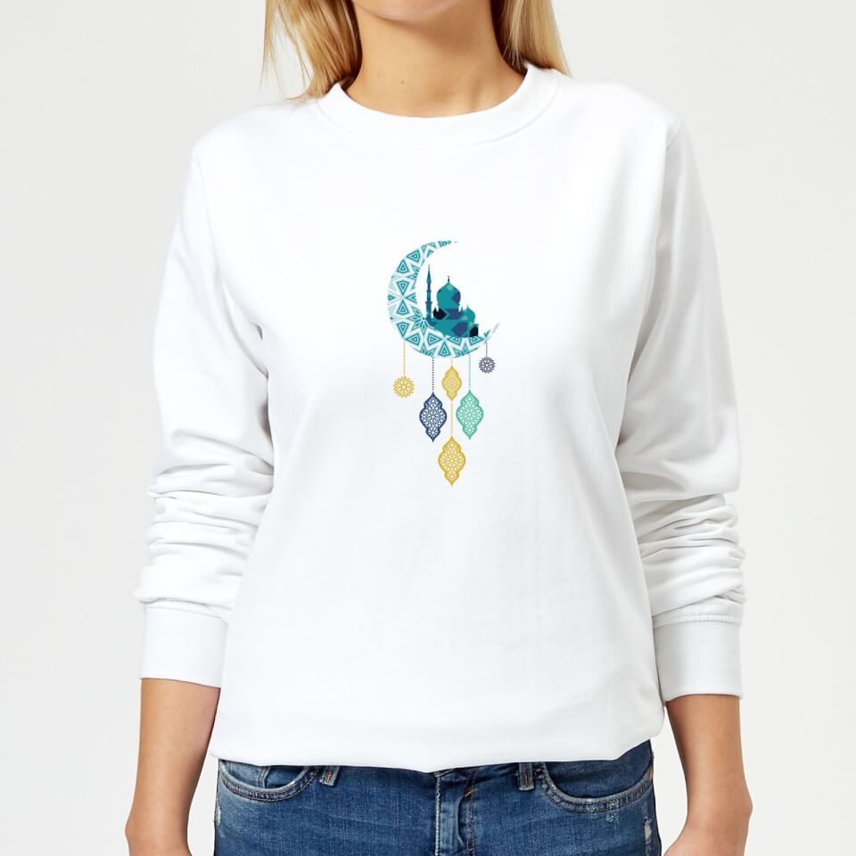 Eid Mubarak Moon Charm Women's Sweatshirt - White
