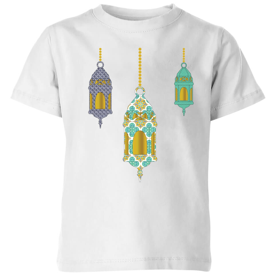 Eid Mubarak Lamps Kids' T-Shirt - White