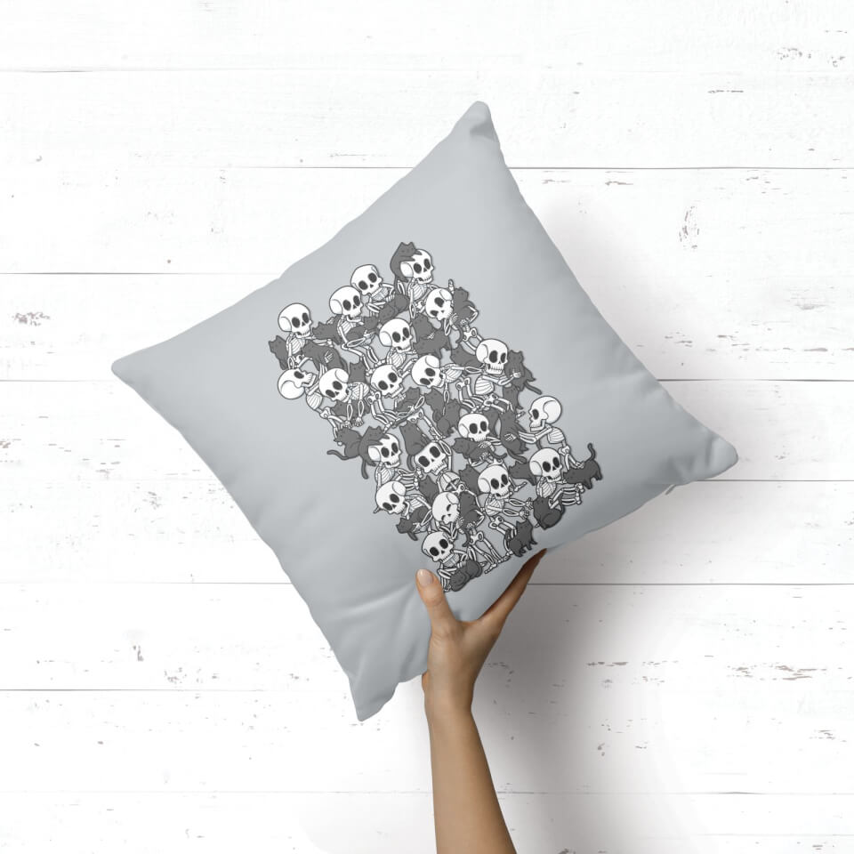 Cat Skull Party Square Cushion 1