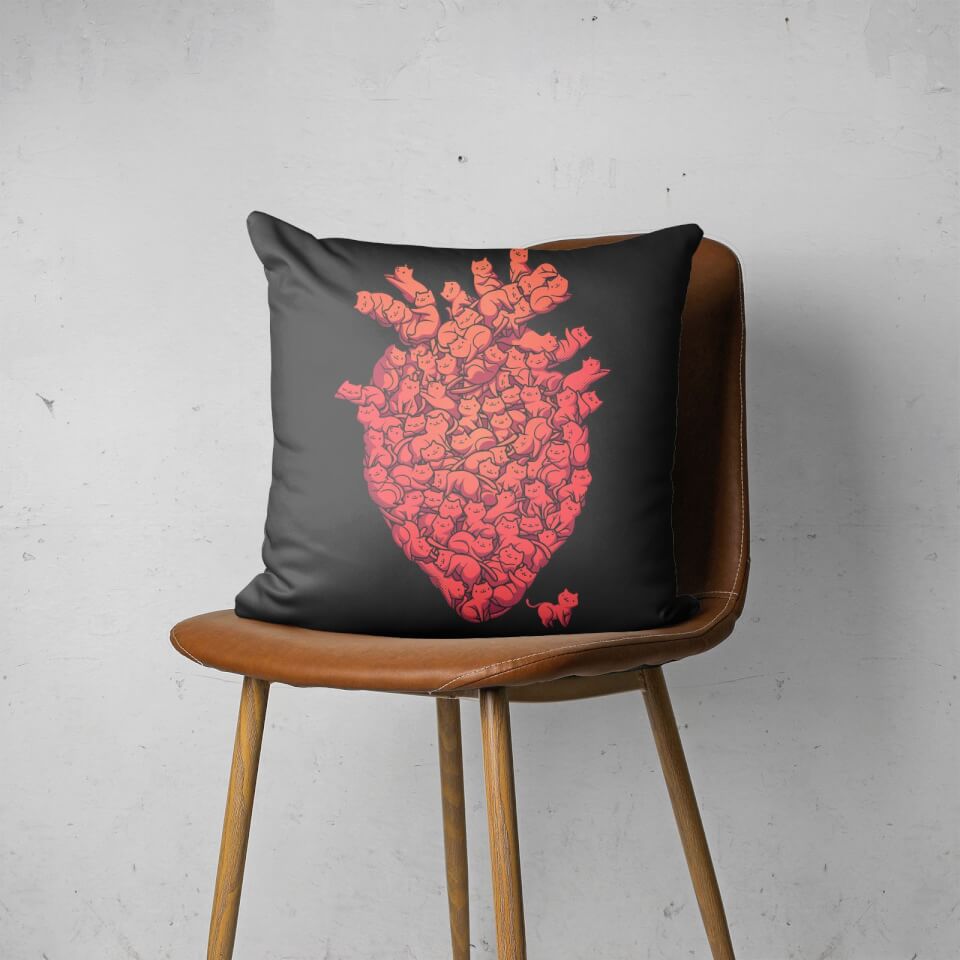 I Love Cat Heart Square Cushion 2