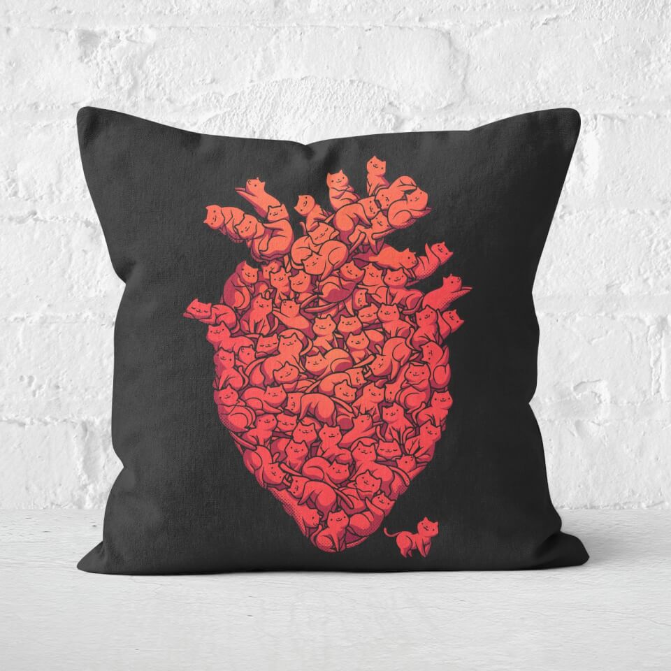 I Love Cat Heart Square Cushion 0