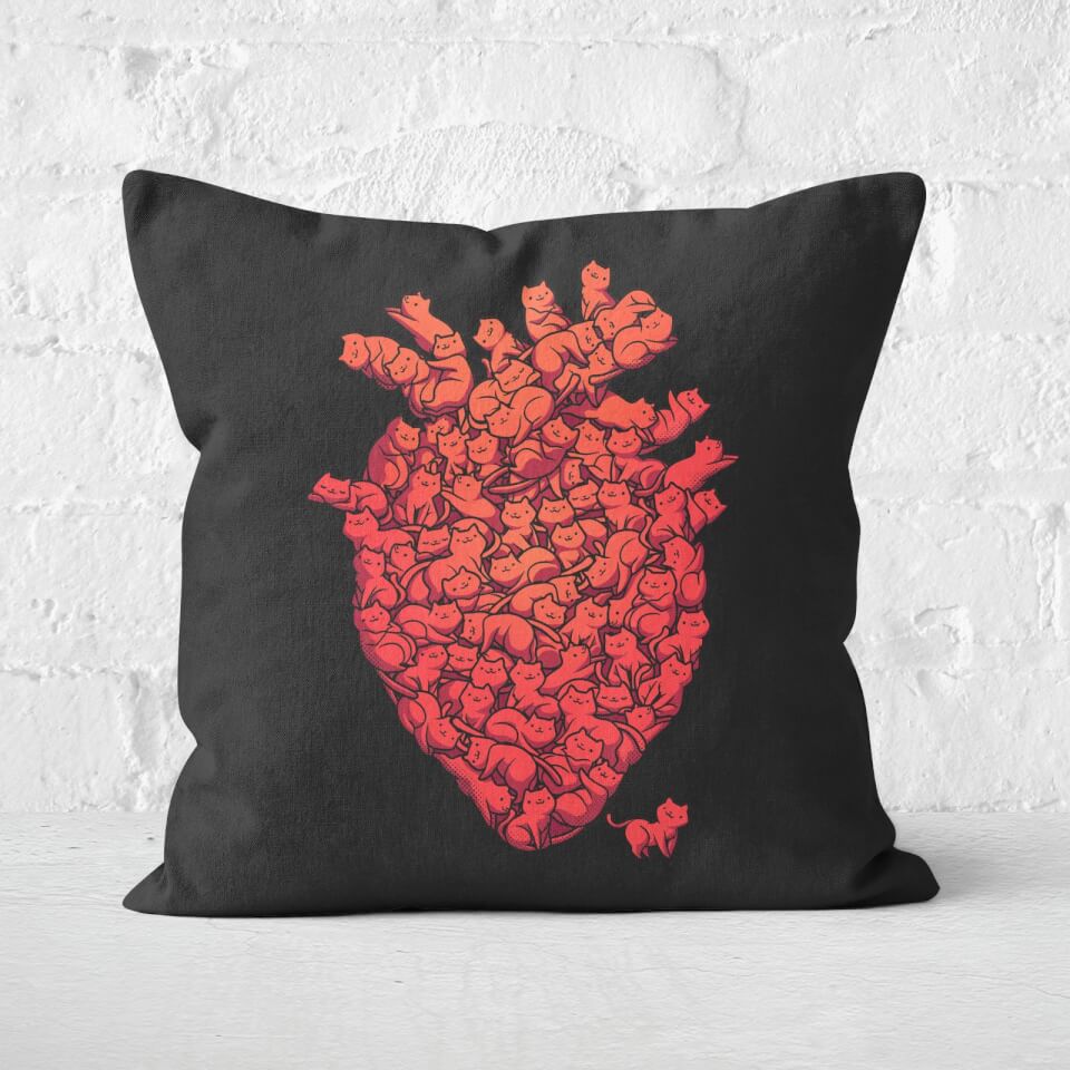 I Love Cat Heart Square Cushion