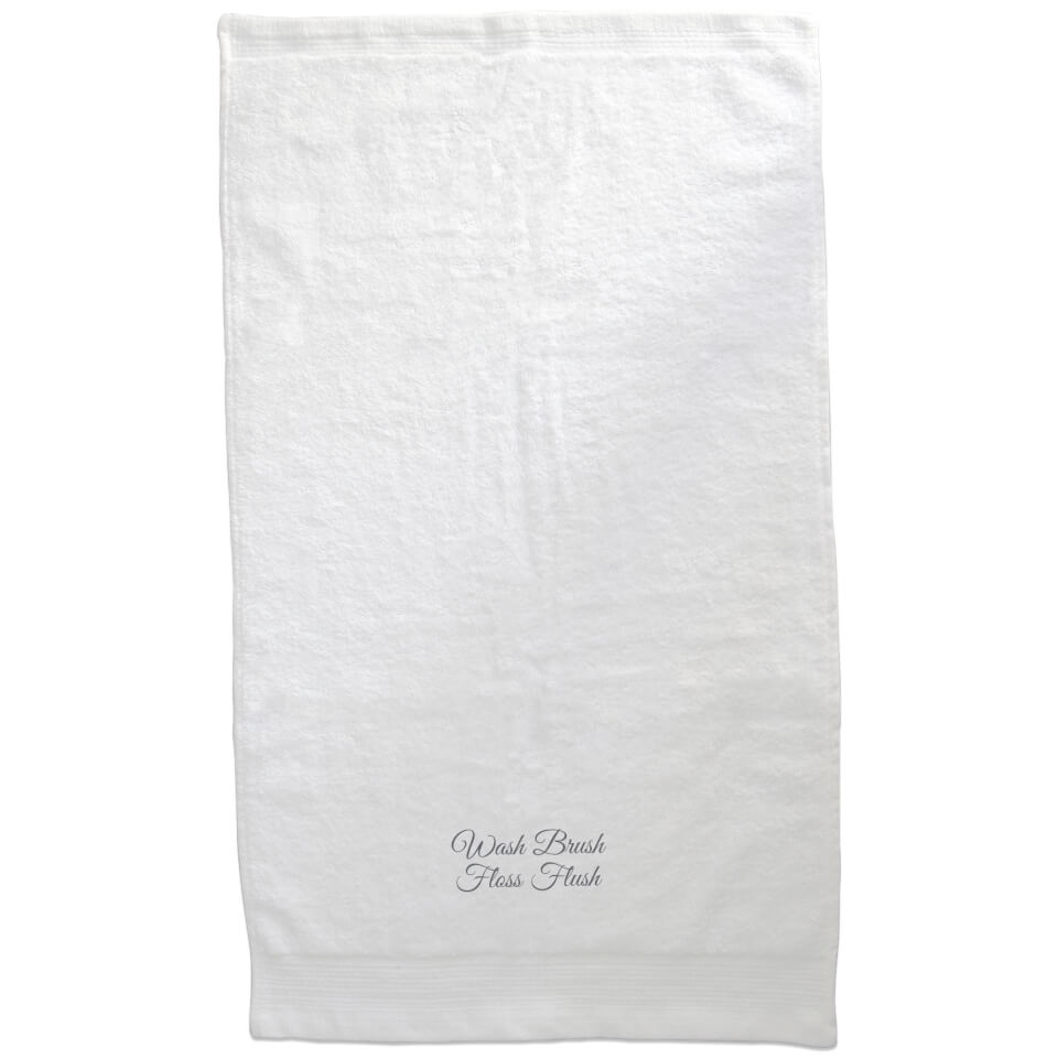 Wash Brush Floss Flush Embroidered Towel