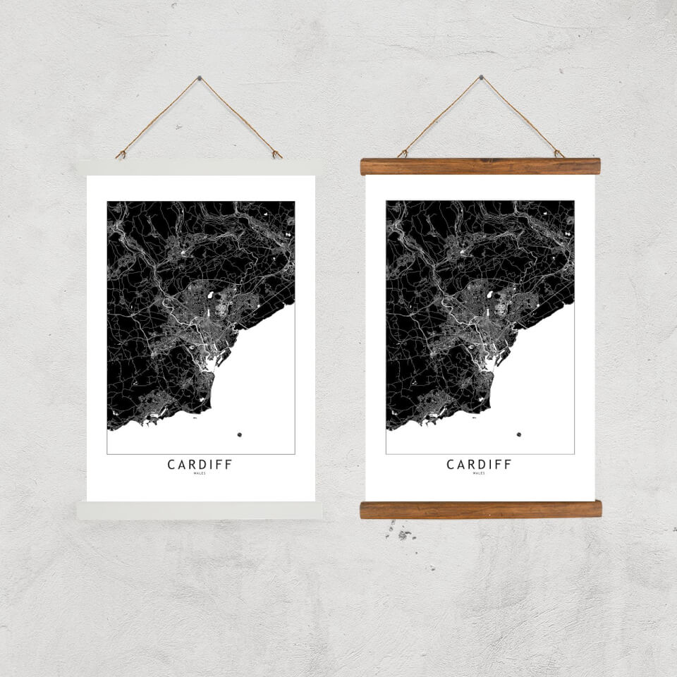 Negative Cardiff City Map Giclee Art Print 1