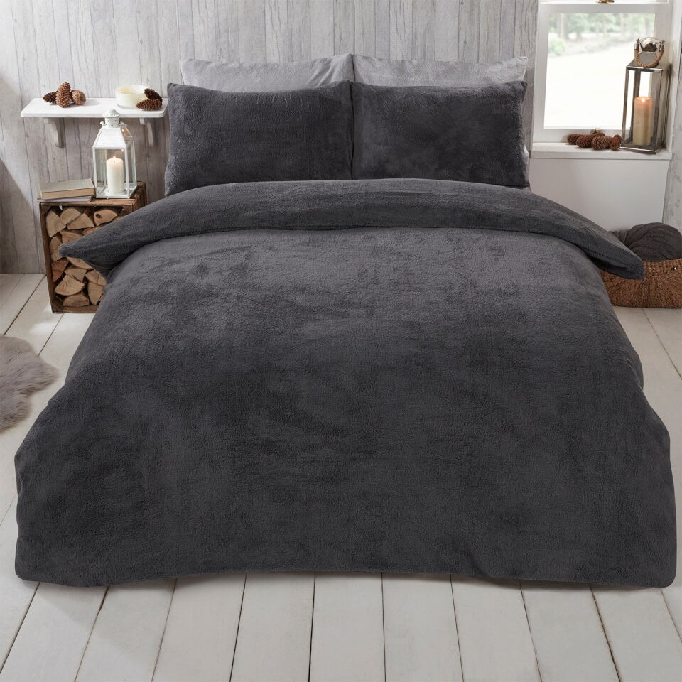Charcoal Teddy Duvet Set