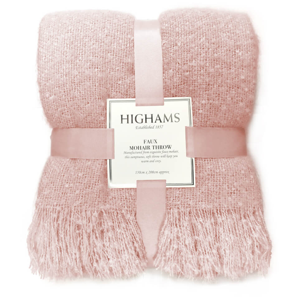 Premium Faux Mohair Throw - Blush