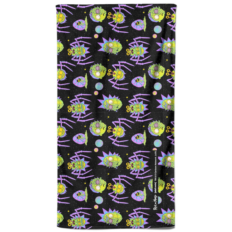 Rick and Morty Brain Head And Spiders Beach Towel