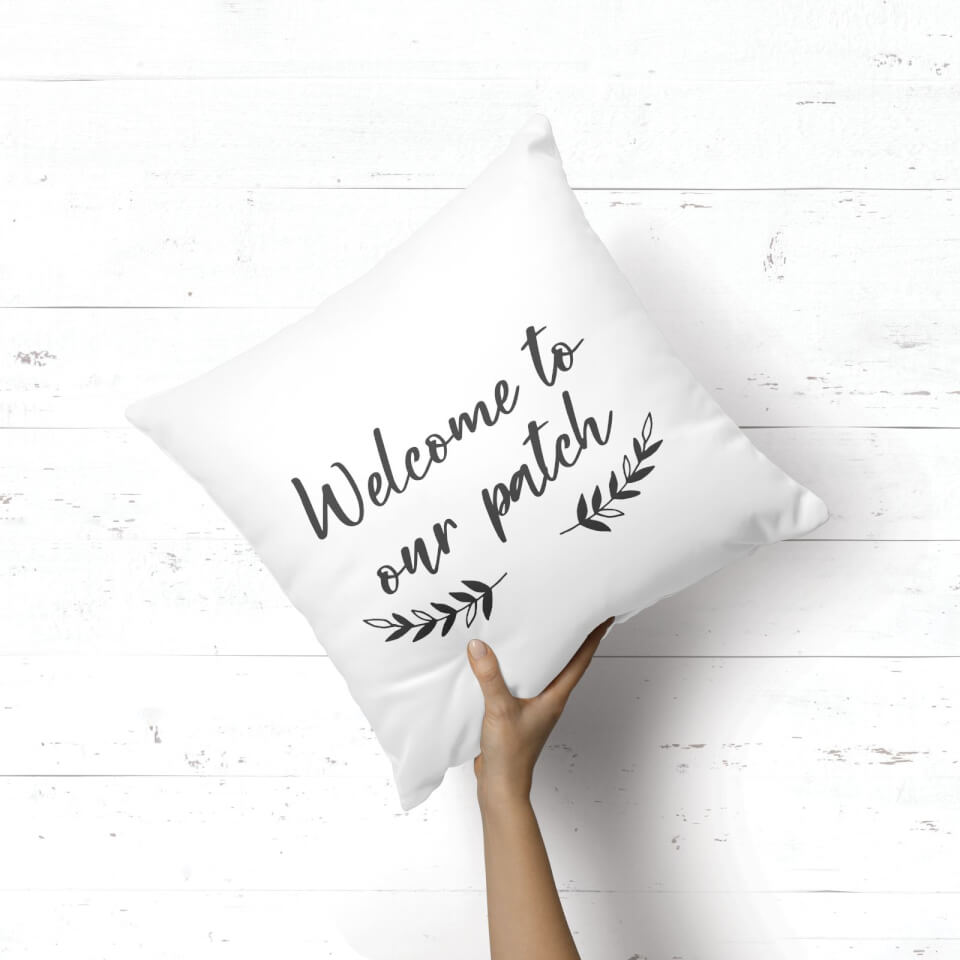 Welcome To Our Pumpkin Patch Square Cushion 1