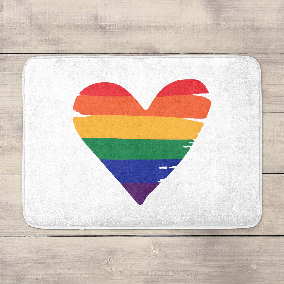 Rainbow Heart Bath Mat