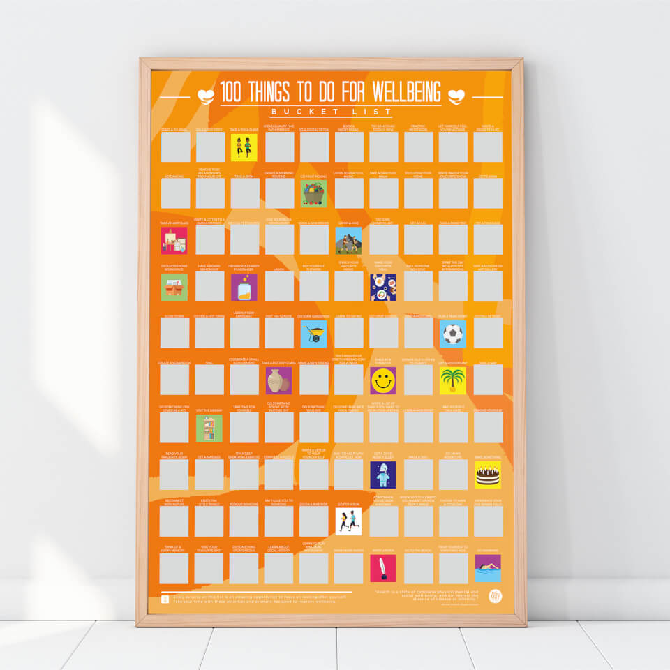 100 Things To Do For Your Wellbeing Scratch Off Bucket List Poster