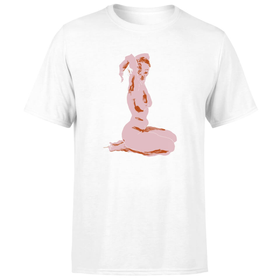 Nude Arms Folded Over Her Head Men's T-Shirt - White