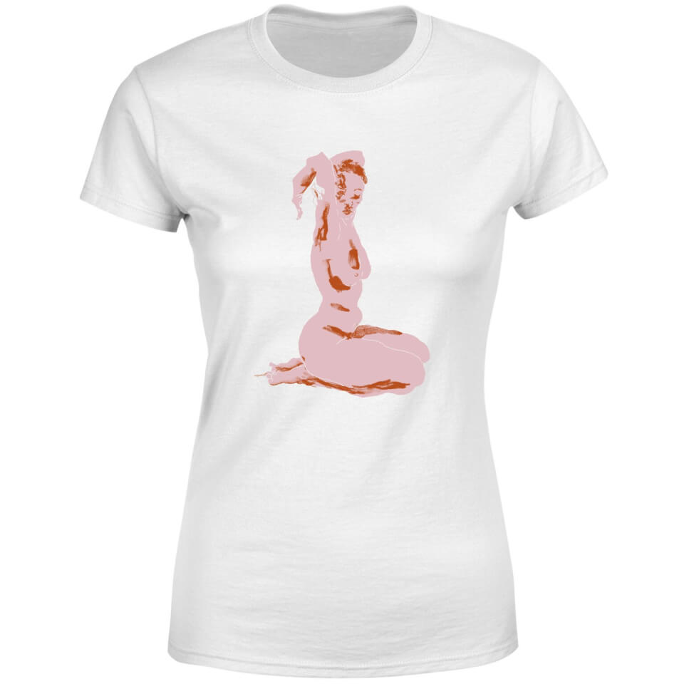 Nude Arms Folded Over Her Head Women's T-Shirt - White