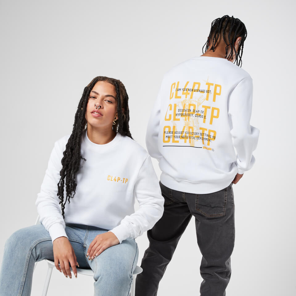 Borderlands CL4P-TP Embroidered Unisex Sweatshirt - White