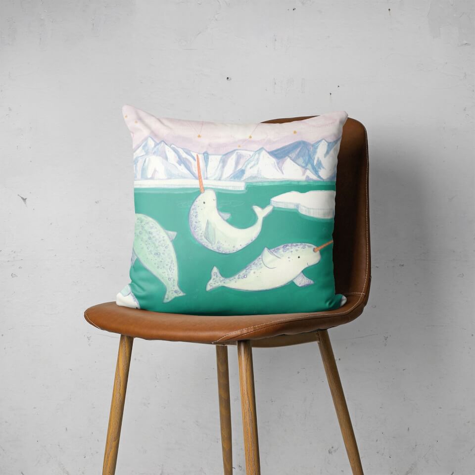 Snowtap Blessing Of The Narwhals Square Cushion 2
