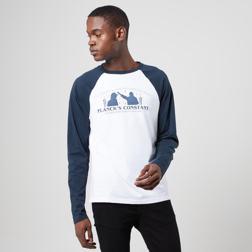 Stranger Things Planck's Constant Unisex Raglan Long Sleeved T-Shirt - White / Navy