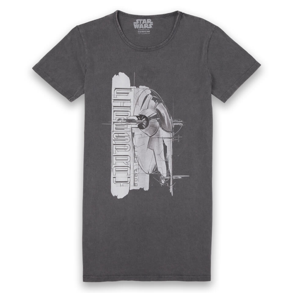Star Wars Firespray Woman's T-Shirt Dress - Black Acid Wash