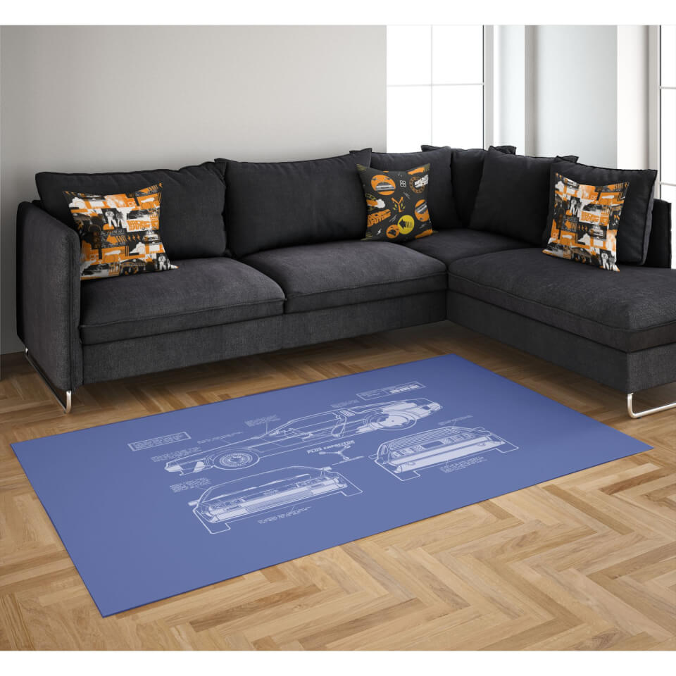 Back To The Future DeLorean Blueprint Woven Rug 0
