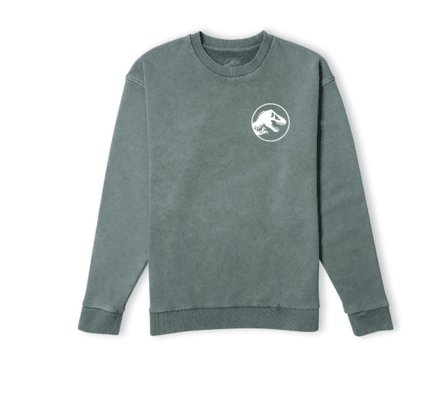 Universal Jurassic Park Circle Logo Sweatshirt - Khaki Acid Wash