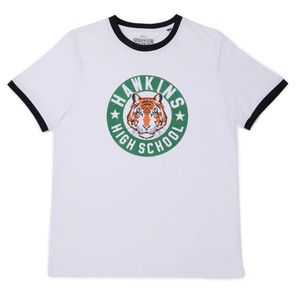 Stranger Things Badge Ringer T-Shirt - White/Black