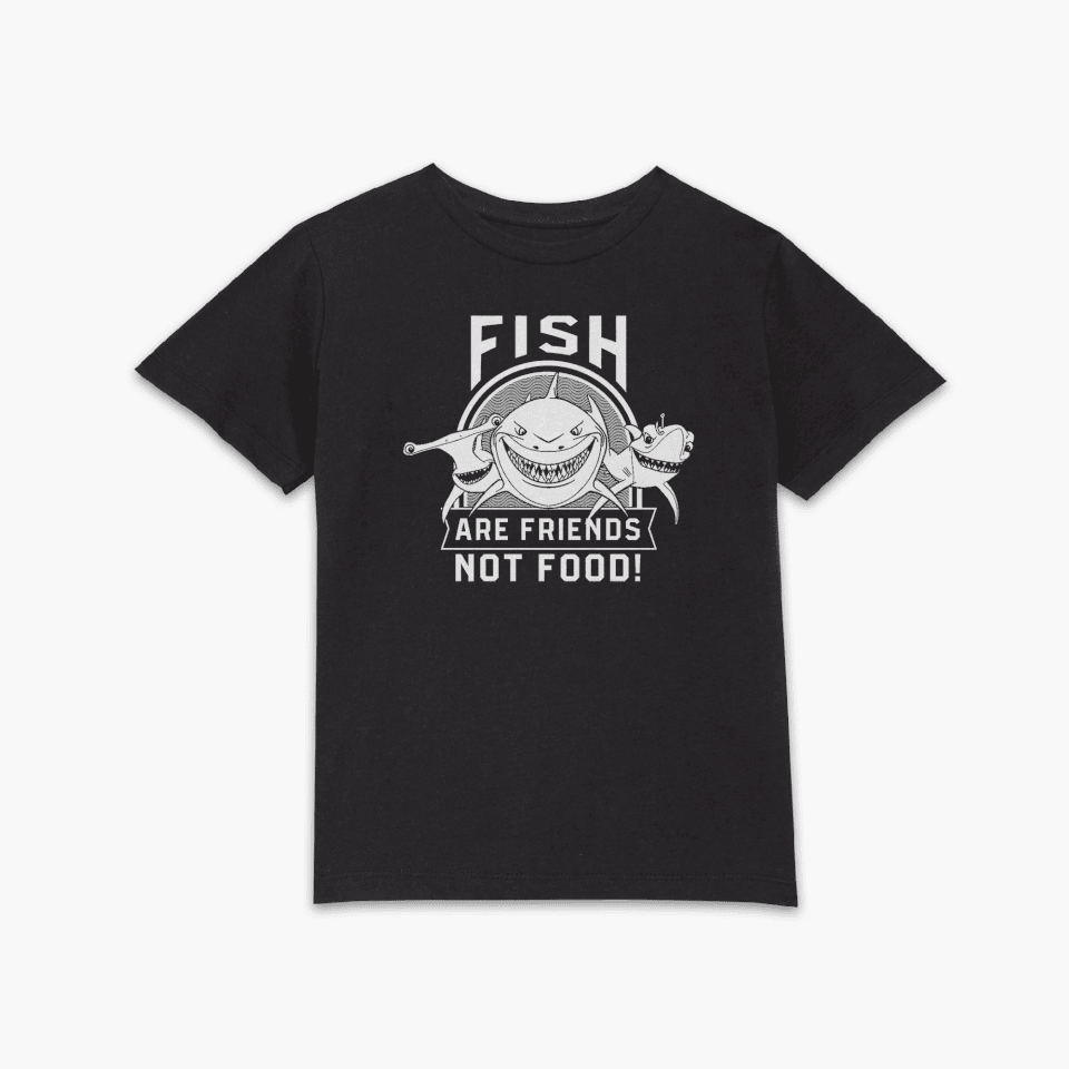 Finding Nemo Fish Are Friends Not Food Kids' T-Shirt - Black