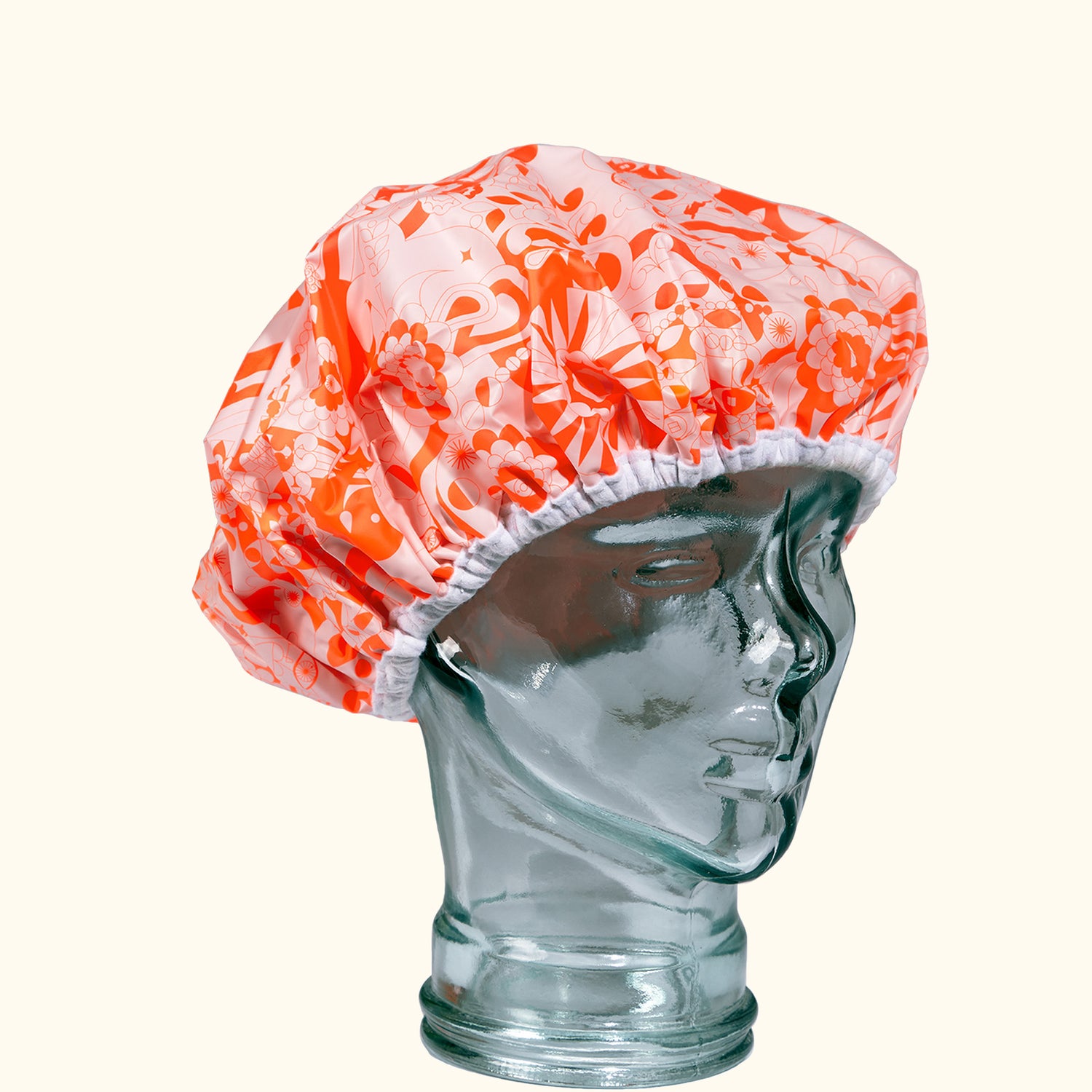 pink signature print shower cap