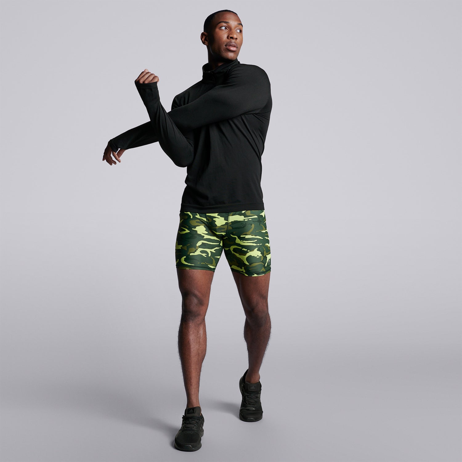 Male Combat Compression Shorts - Green Fluro