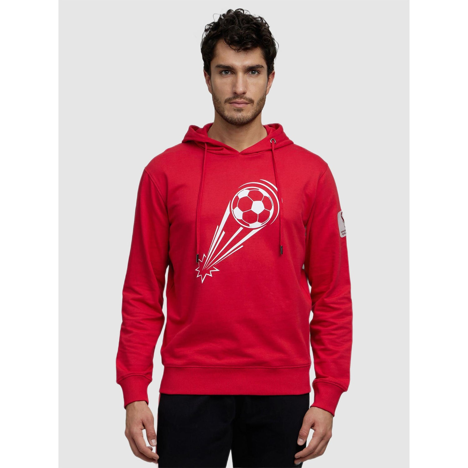 FIFA - Red Graphic Printed Cotton Hooded Sweatshirt (LCEFIFASW2)
