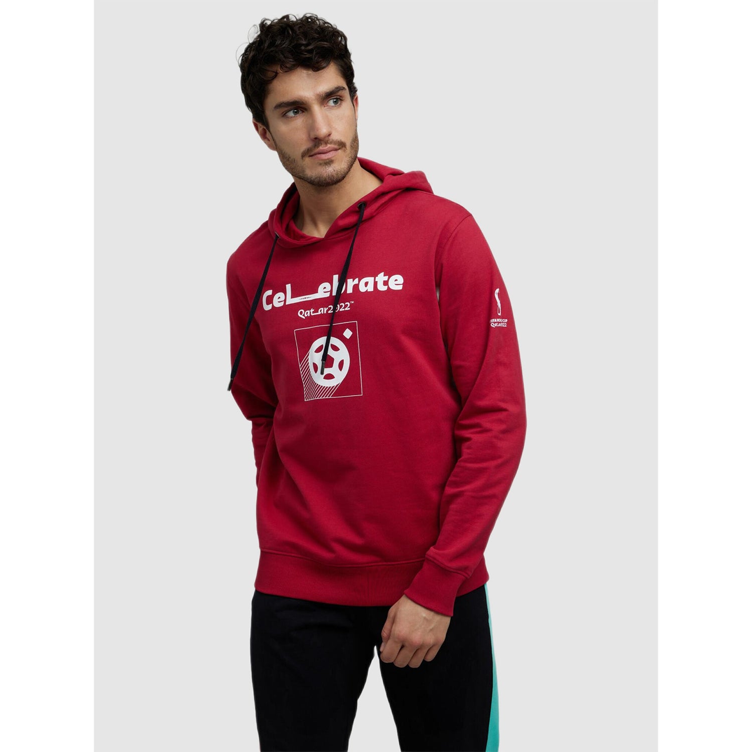 FIFA - Burgundy Graphic Printed Cotton Hooded Sweatshirt (LCEFIFASW3)