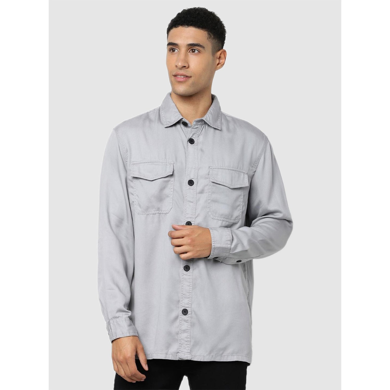 Light Grey Regular Fit Solid Shirt (Various Sizes)