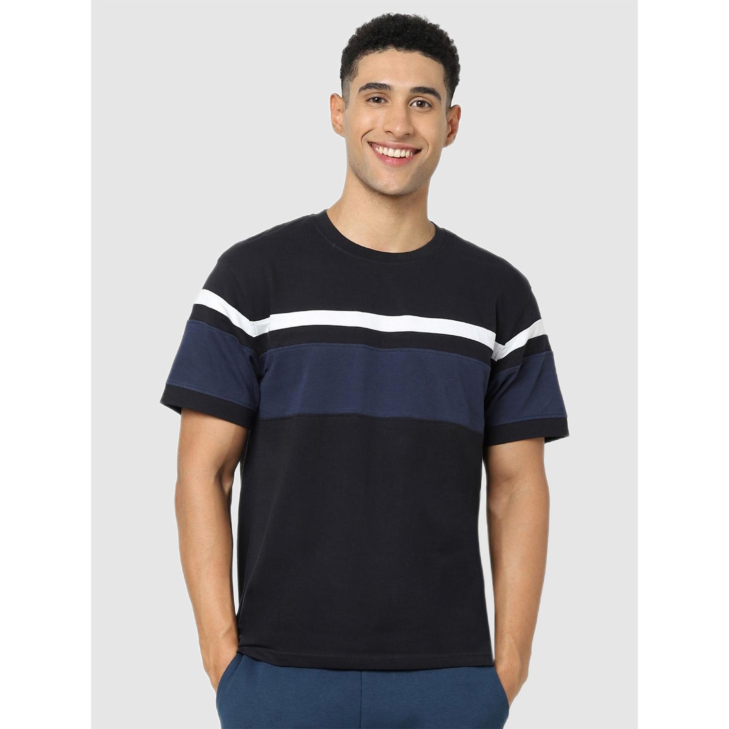 Black Color Regular Fit Block T-Shirt (Various Sizes)