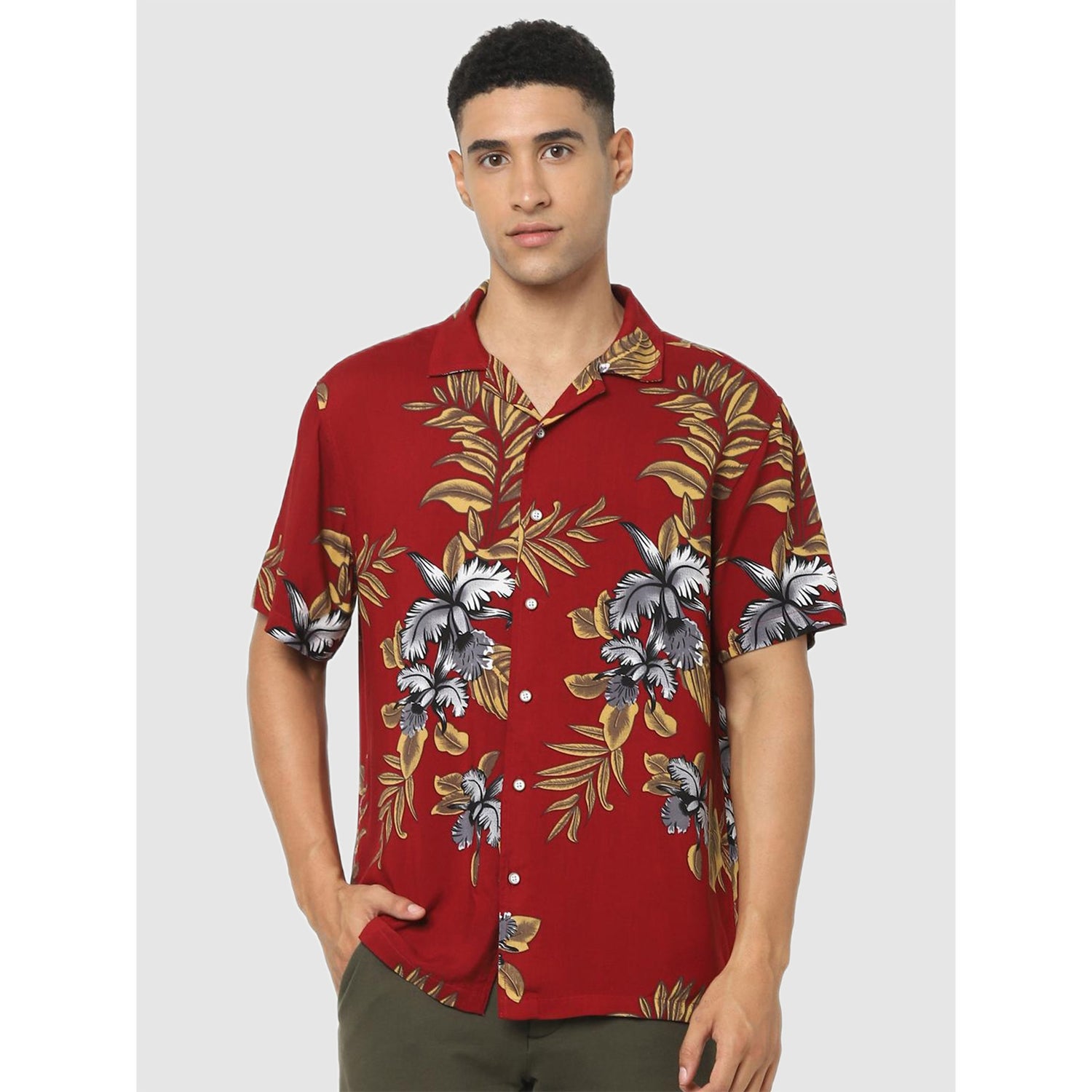Red Tropical Regular Fit Shirt (Various Sizes)