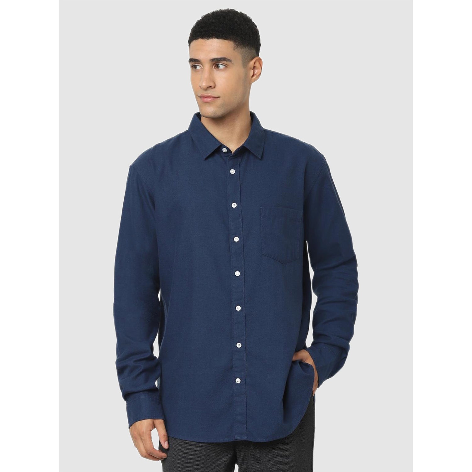 Navy Solid Regular Fit Shirt (Various Sizes)