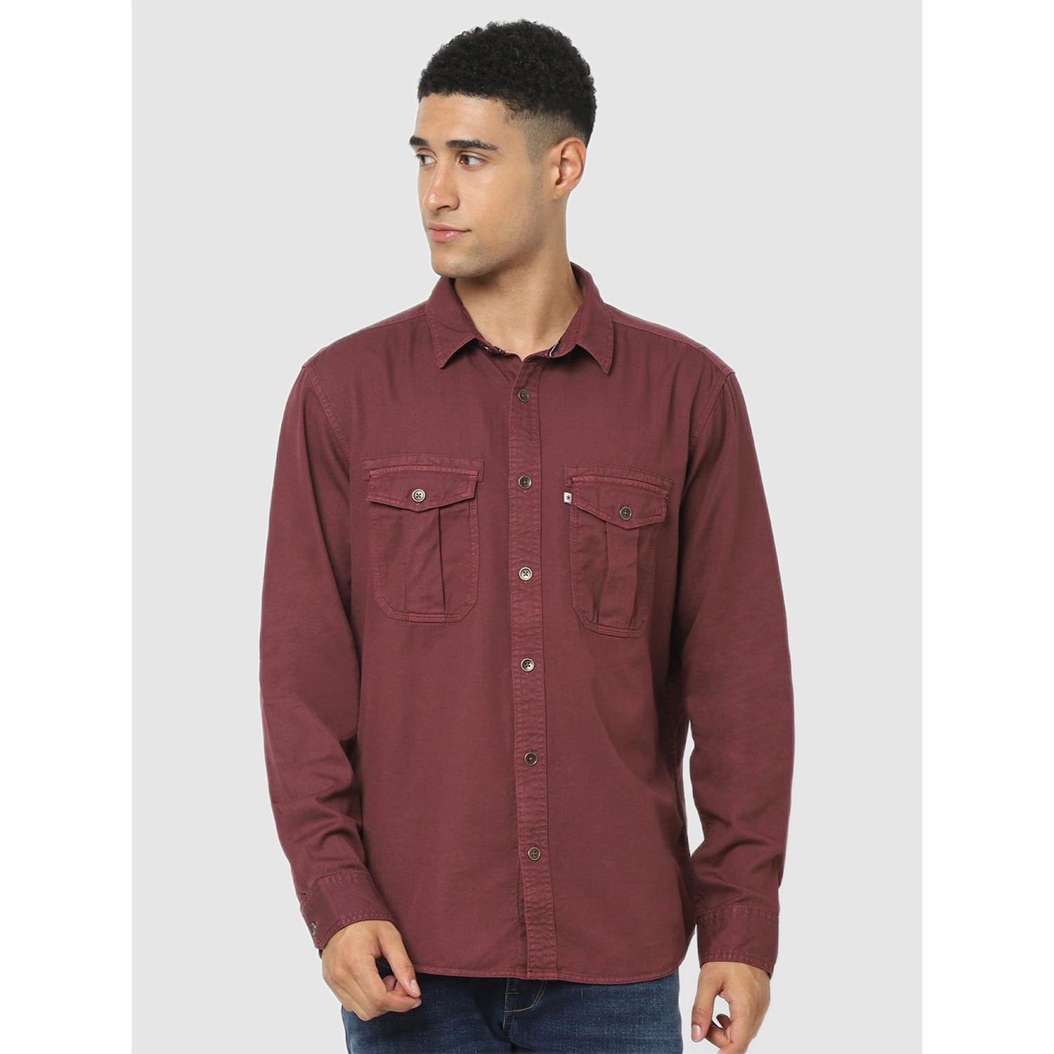 Maroon Classic Regular Fit Casual Shirt (CAOVER)