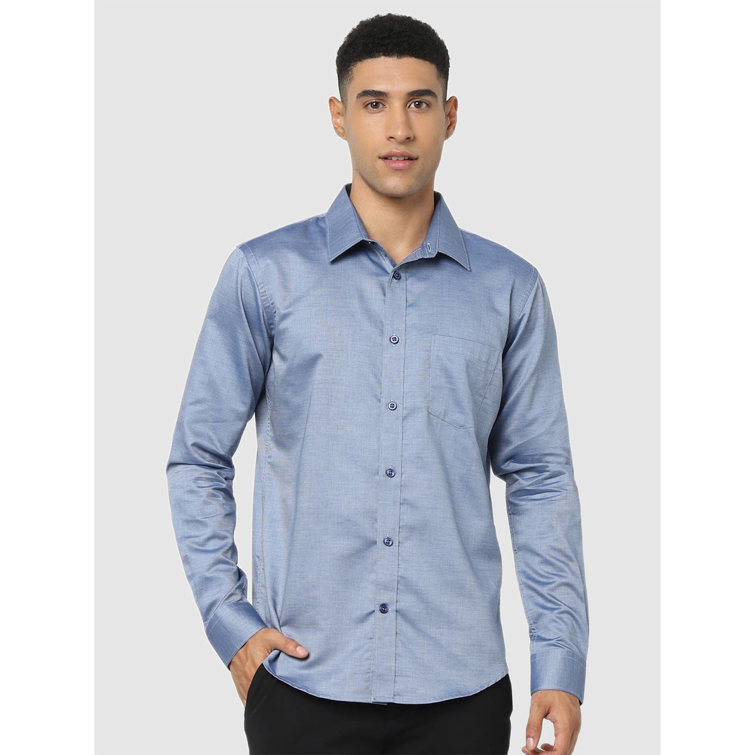 Blue Classic Regular Fit Casual Shirt (CAPREM1)