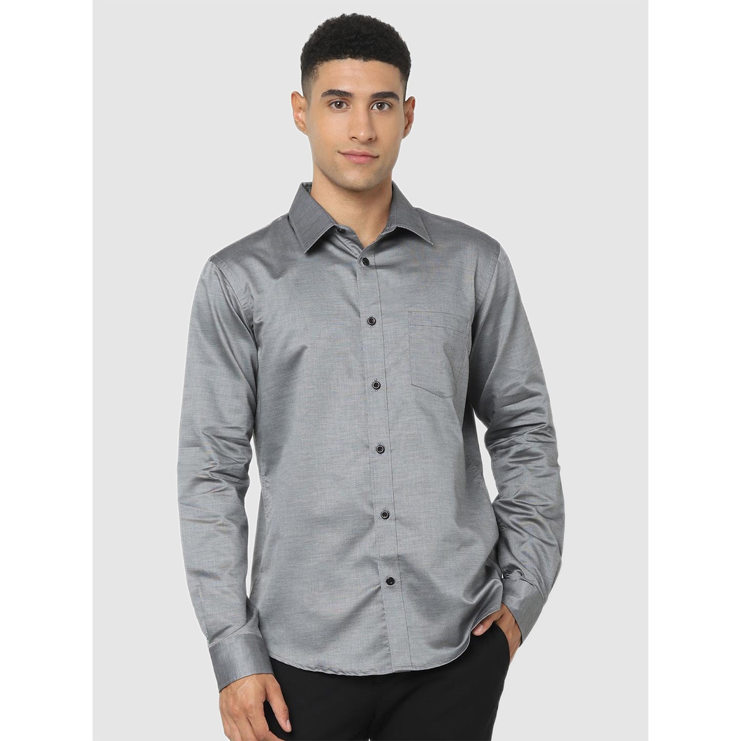 Grey Classic Regular Fit Casual Shirt (CAPREM2)