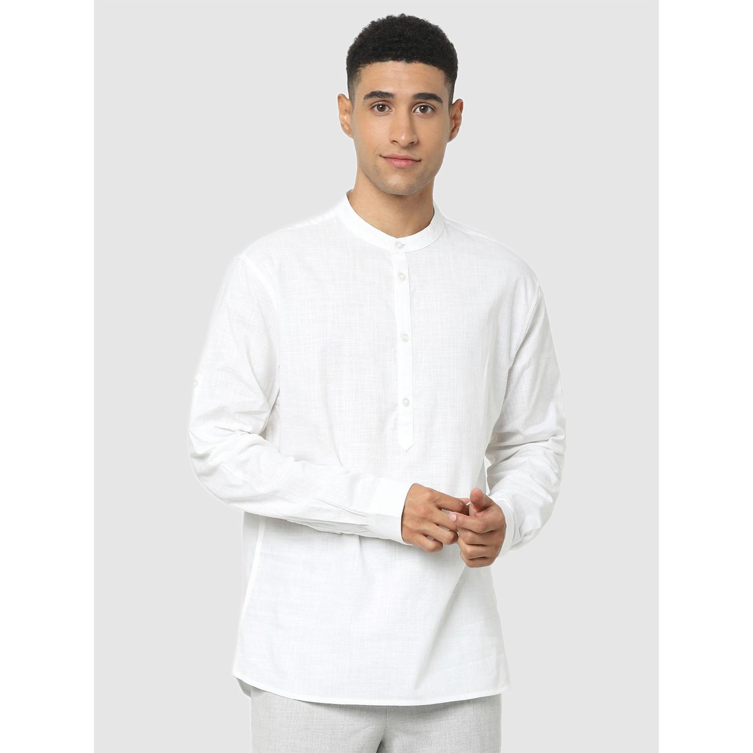 White Classic Regular Fit Casual Shirt (CASLUB)