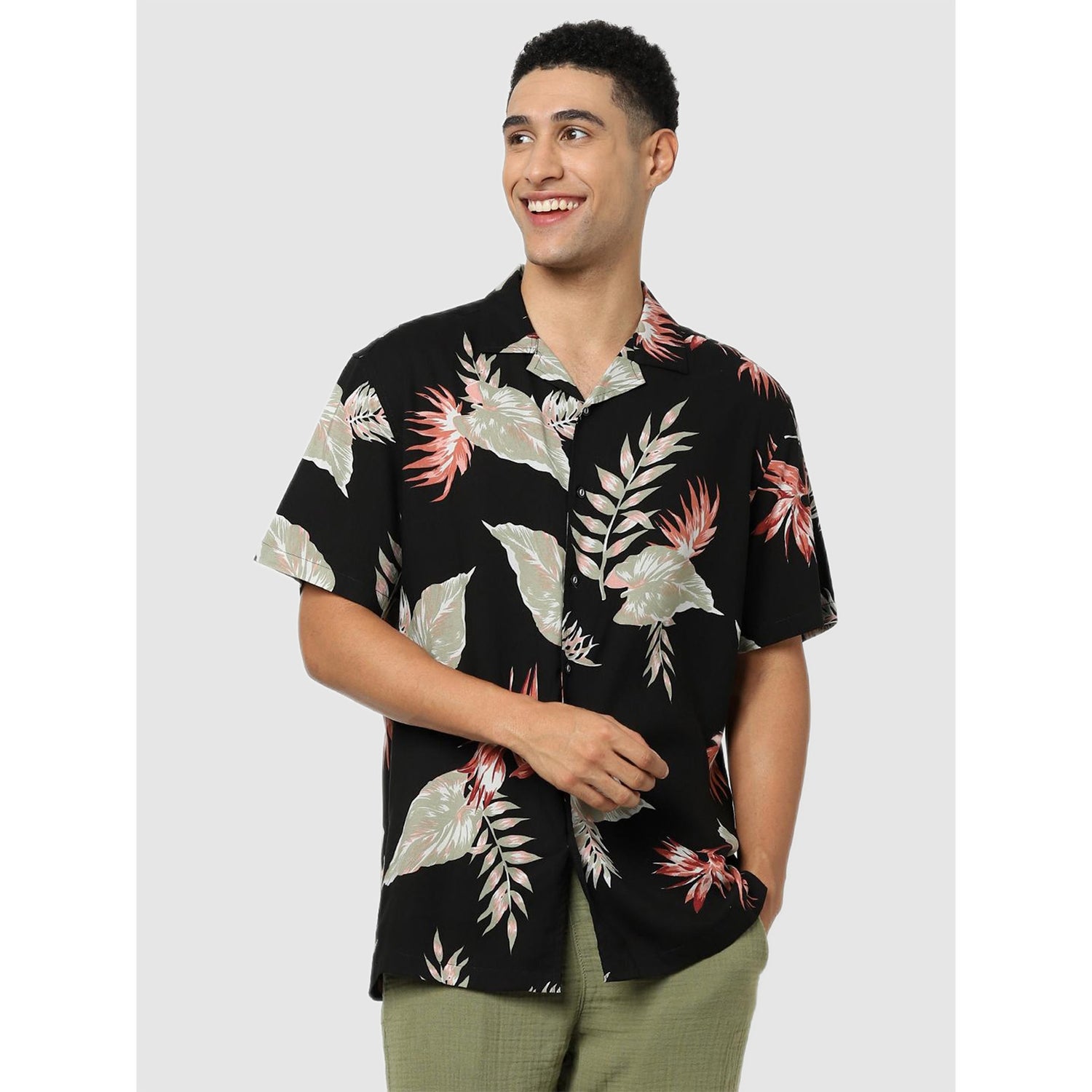 Black Tropical Regular Fit Shirt (Various Sizes)