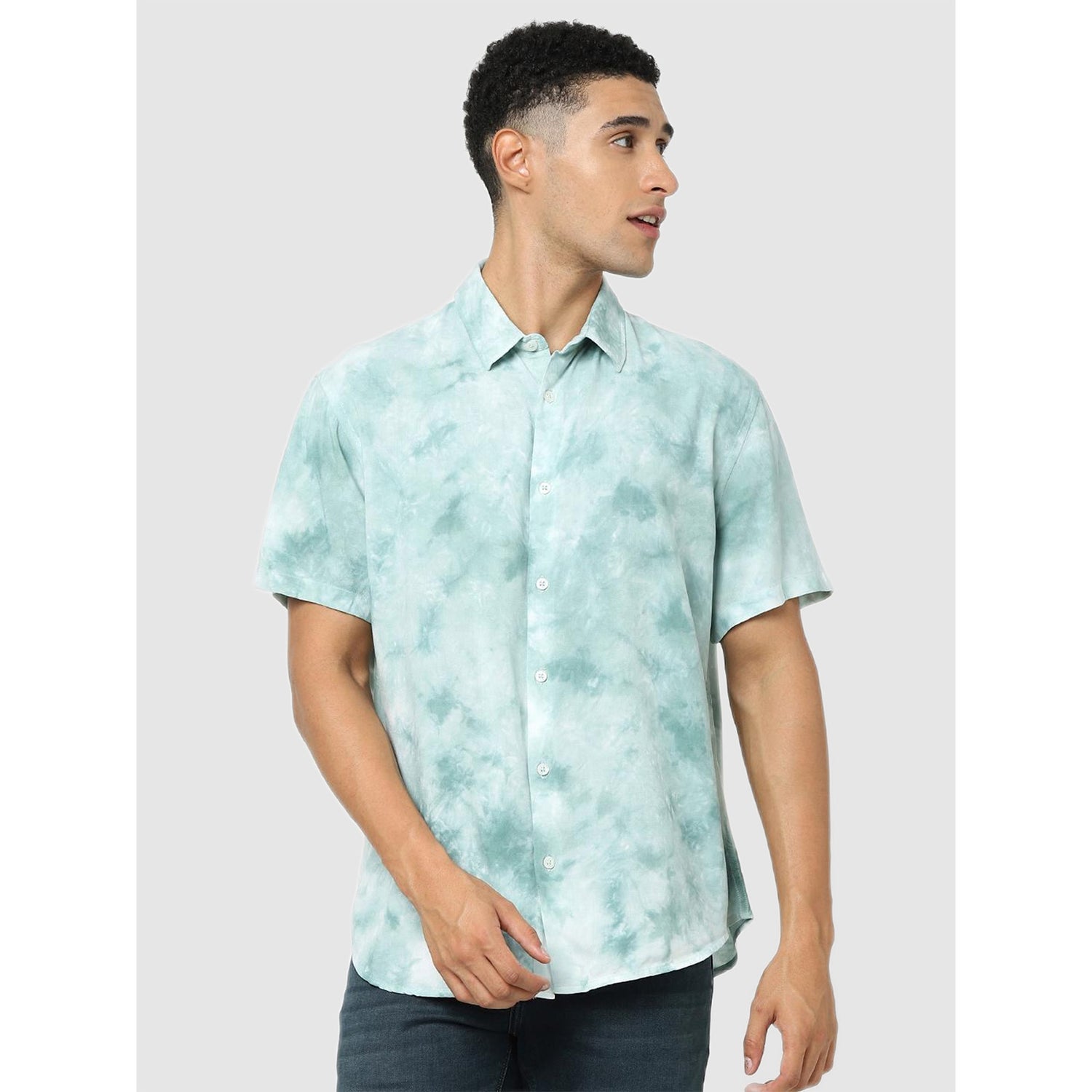 Blue Classic Regular Fit Printed Casual Shirt (CAVISTIC)