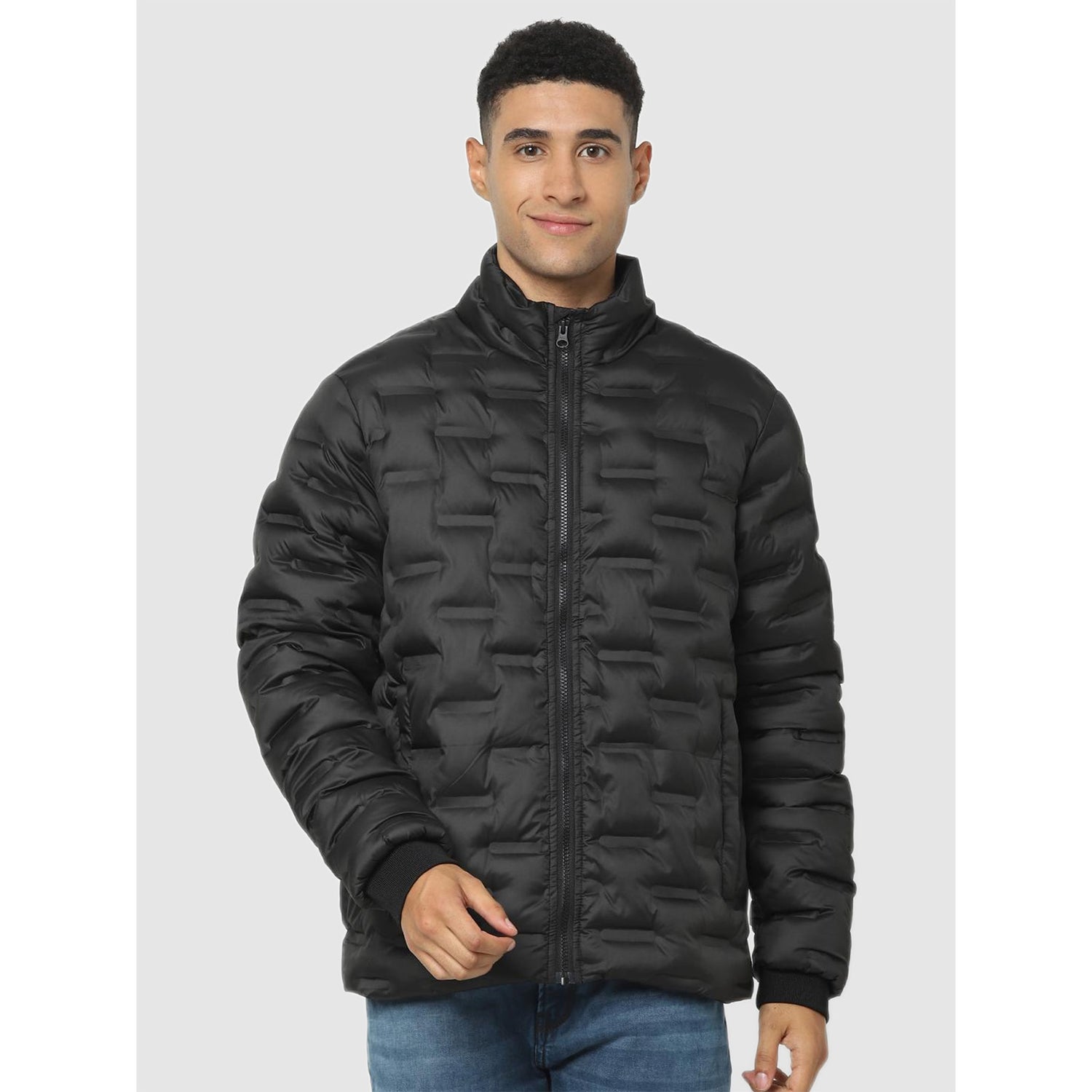 Black Quilted Regular Fit Padded Jacket (CUACTIVE)