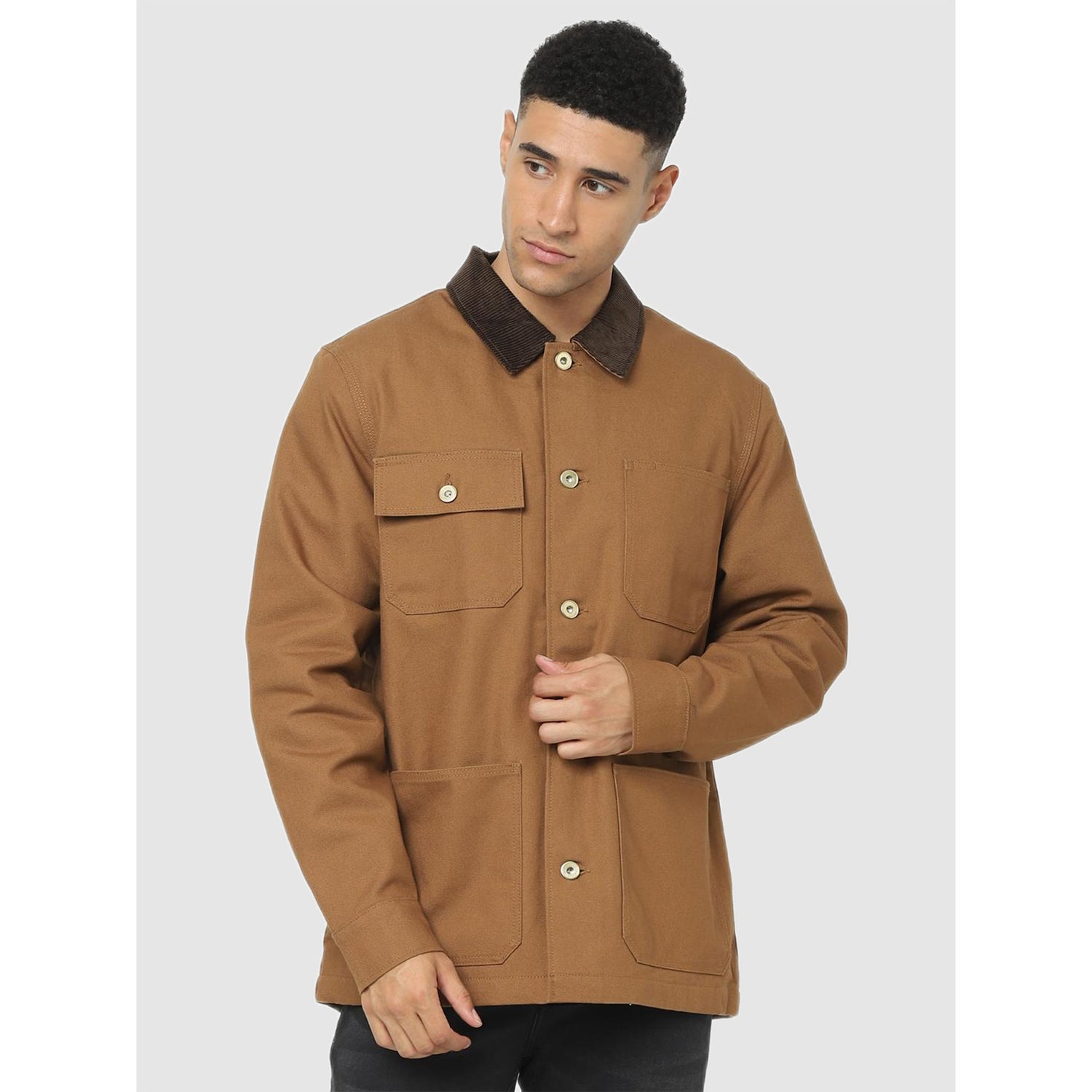 Tan Longline Tailored Denim Jacket (CUCANVAS)