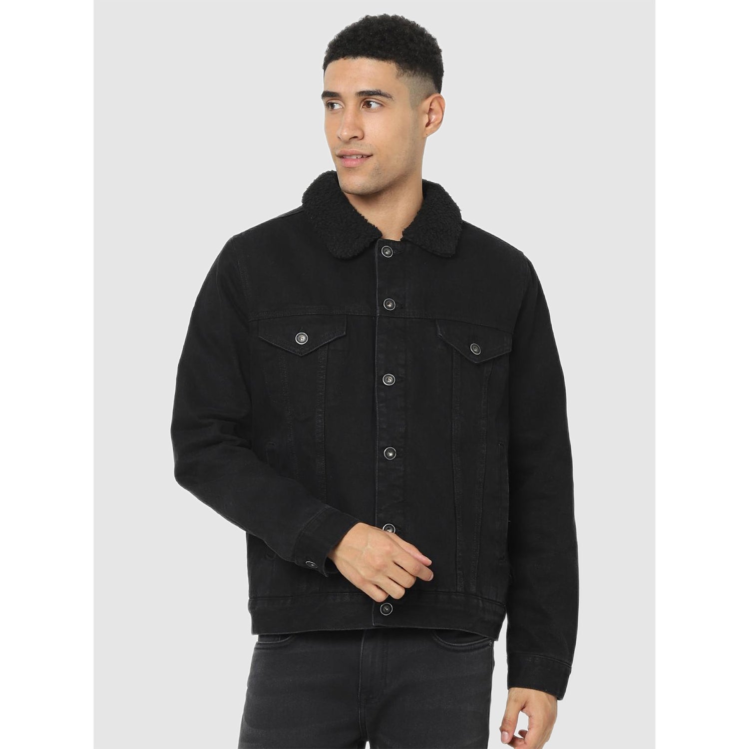 Black Solid Regular Fit Jacket (Various Sizes)