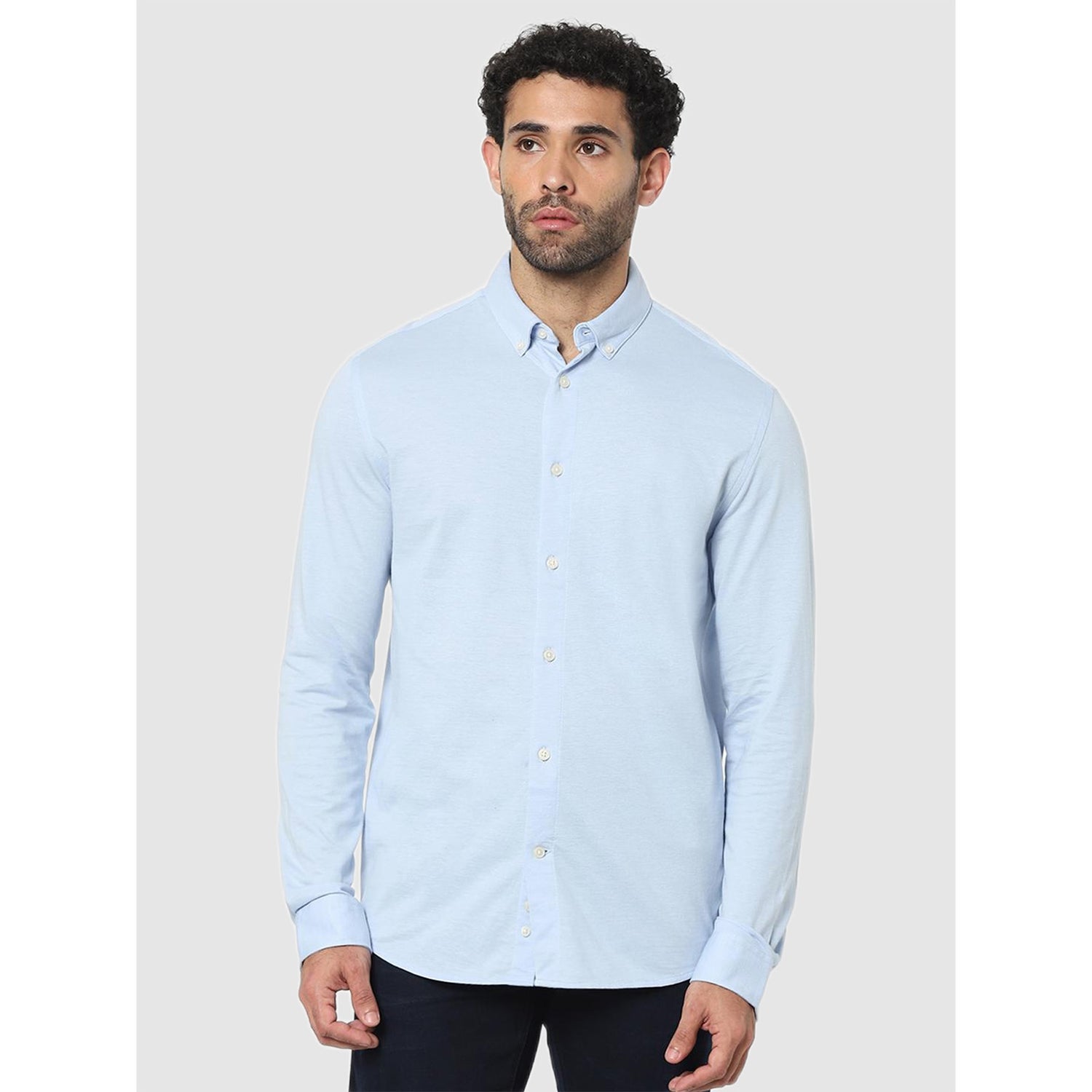 Light-Blue Solid Regular Fit Shirt (Various Sizes)