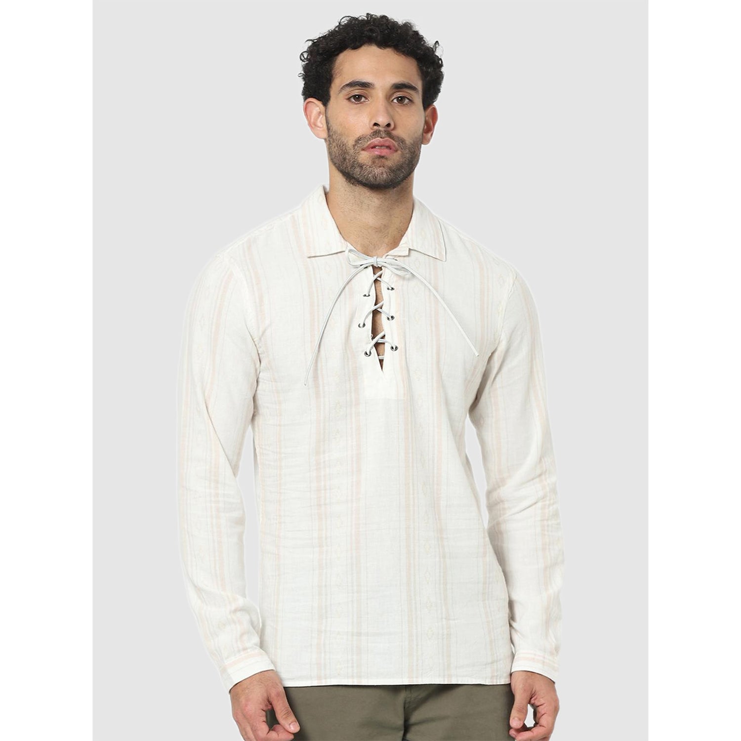 White Vertical-Stripes Regular Fit Shirt (Various Sizes)