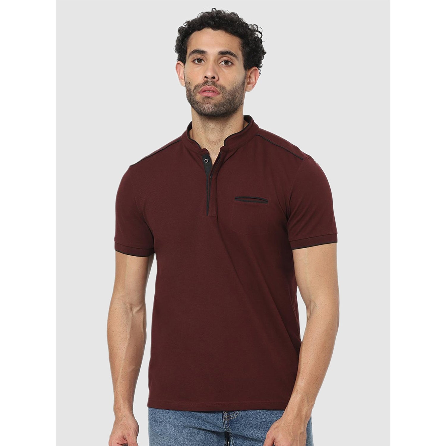 Maroon Solid Slim Fit T-Shirt (Various Sizes)