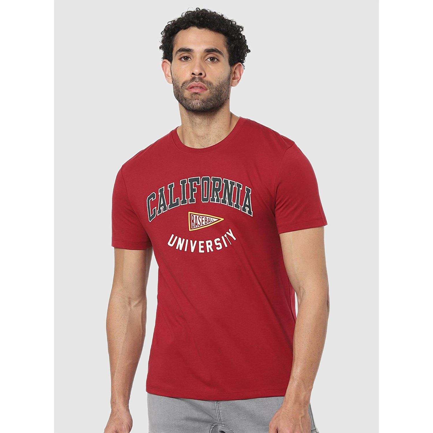 Maroon Typography Printed T-shirt (CEBOSTON)