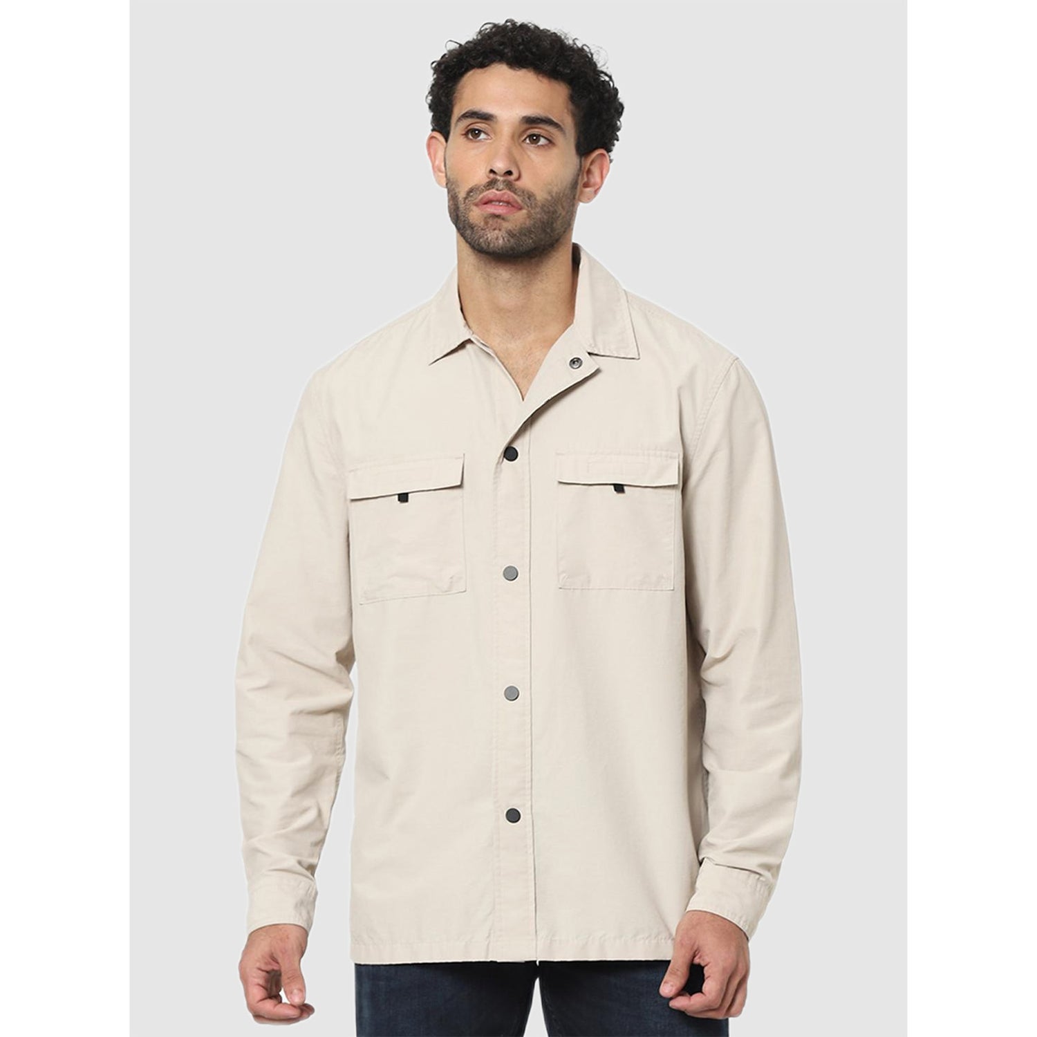 Beige Solid Relaxed Fit Classic Casual Shirt (BANYLON)
