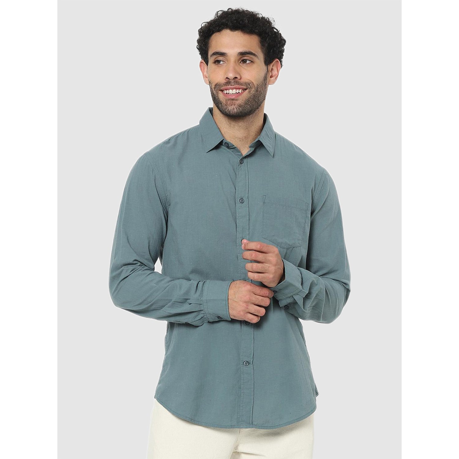 Blue Classic Cotton Casual Shirt (CAOVERDYE)
