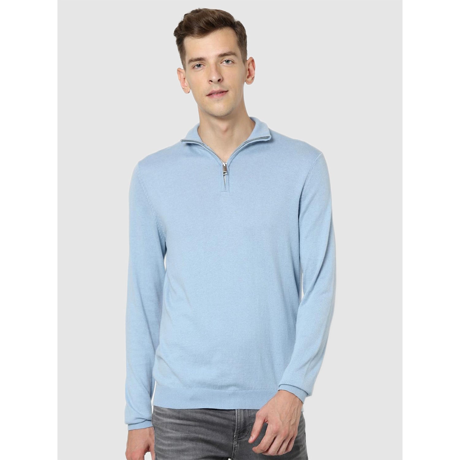 Blue Solid Pullover Sweater (CELIMIN)