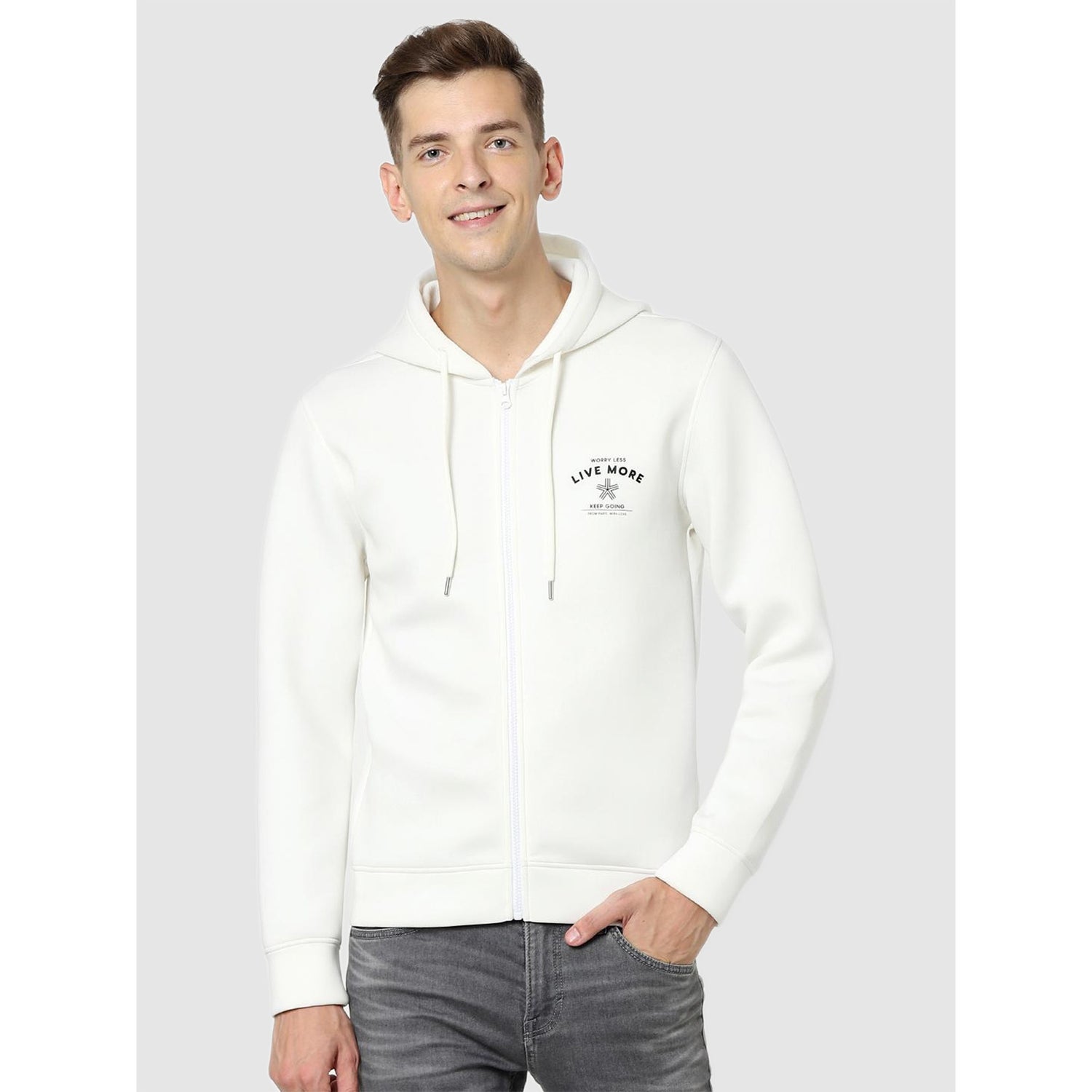 White Regular Fit Hooded Sweatshirt (CEBESTIN)